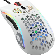 Glorious Gaming Model D- (Minus) Wired Gaming Mouse - Super Lightweight Honeycomb Design with 61 g, RGB Lighting, Ergonomic, Pixart 3360 Sensor, Omron Switches, PTFE Feet, 6 Buttons - Matte White