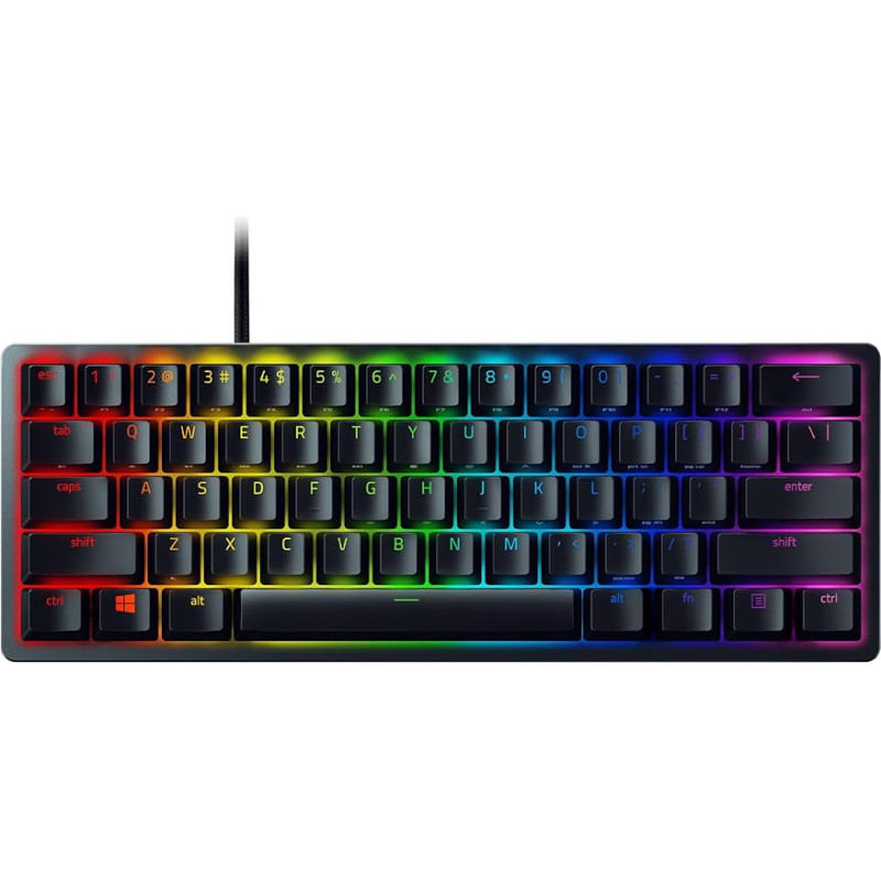 Razer Huntsman Mini (Purple Switch) - Compact 60% Gaming Keyboard with Opto-Mechanical Switches (PBT Keycaps, Detachable USB-C Cable) QWERTY | US Layout, Black