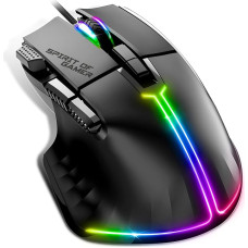 SPIRIT OF GAMER Gaming Mouse PC with 12800 DPI RGB Mouse with 8 Programmable Buttons Including 1 Rapid Fire 13 Backlight Effects Ergonomic Gaming Mouse with Thumb Rest