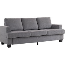 HOMCOM 3-Seater Sofa, Couch with Armrests, Lounge Sofa with Chenille Look, Steel Frame, Padded Sofa for Living Room, Bedroom, 213 x 82 x 90 cm, Grey