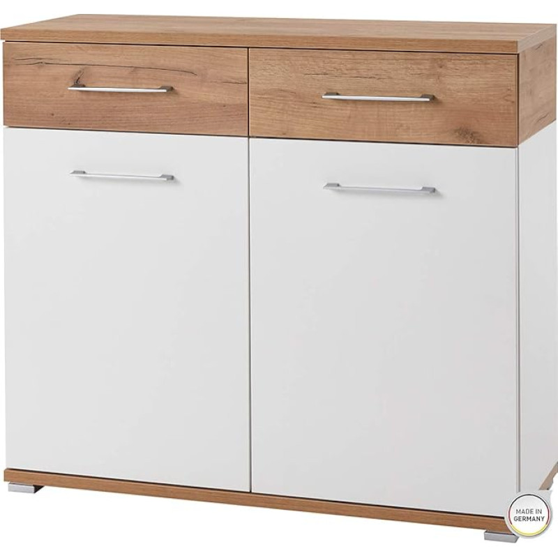 Germania GW-Topix 3777-513 Chest of Drawers 40 x 96 x 87 cm Wood White / Navarra Oak Replica