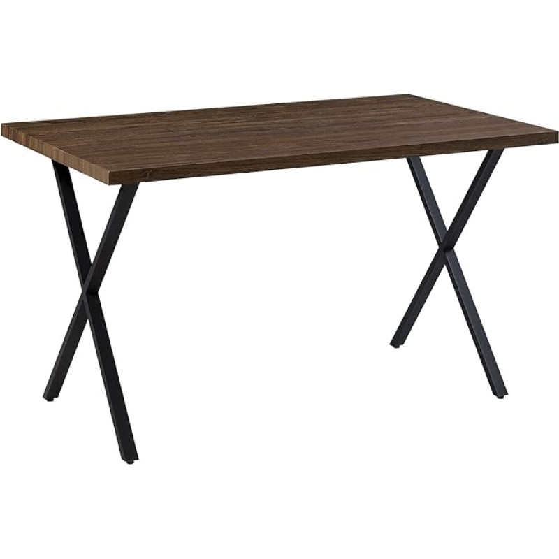 CLIPOP Wooden Dining Table, Kitchen Table for 4 People, 120/140 cm Dining Room Table, Rectangular Dining Table with Metal Legs, for Dining Room, Kitchen (Brown, 80 x 120 cm)