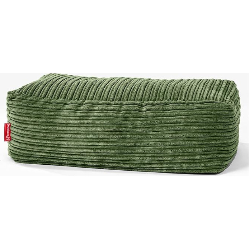 Lounge Pug, Large Footstool Pouf, Cord Vert Forêt