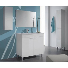 Dmora - Augusta Under-Unit Washbasin, 2-Door Bathroom Cabinet, Base Cabinet with Mirror, cm 80 x 45 cm x 80 cm, White