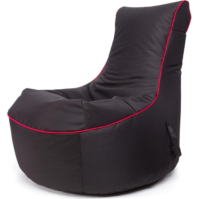 Ecopuf Pablo Gaming Bean Bag - For Adults & Children, Gaming and Relaxing, Indoor and Outdoor - Filling: EPS Beads, Seat Width: 77 cm, Backrest: 84 cm - Colour: Black