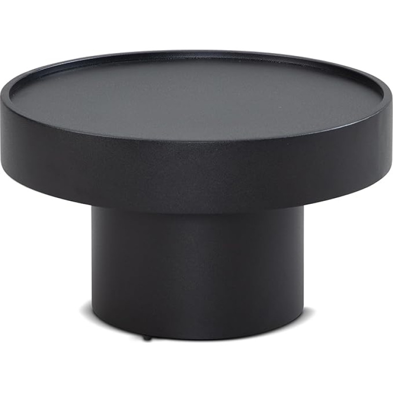 FineBuy Coffee Table 60 x 60 x 36 cm Metal Black Round Sofa Table in Mushroom Shape Design Coffee Table Iron Small Table Side Table Living Room Modern