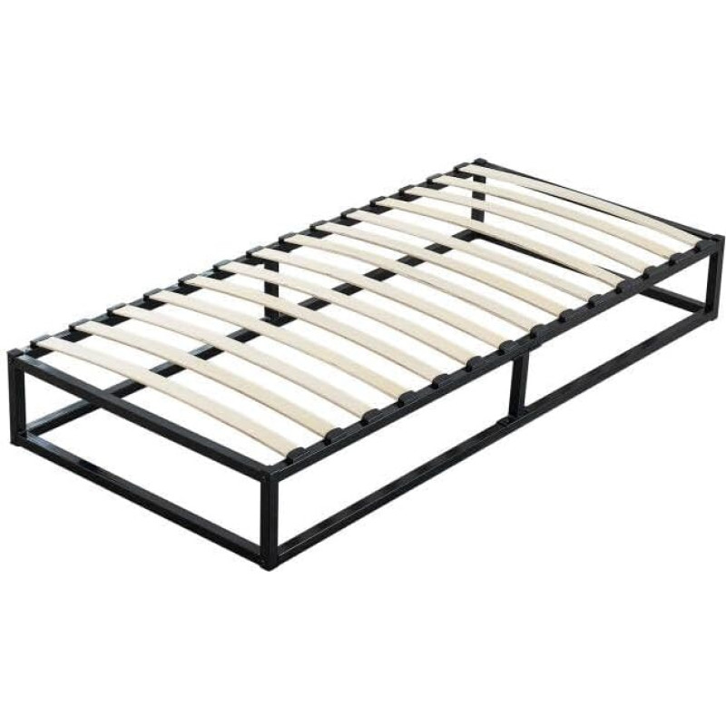 DEWINNER Metal Platform Bed Frame 3ft Single Mattress Base Wooden Slat Support Underbed Storage for Kids Teens (Single)