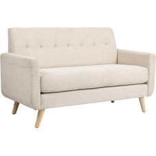 HOMCOM 2 Seater Sofa, Double Sofa with Velvet Look, Thick Seat and Back Cushion, Modern Style Couch, Upholstered Sofa with Wooden Legs for Bedroom, Living Room, Beige