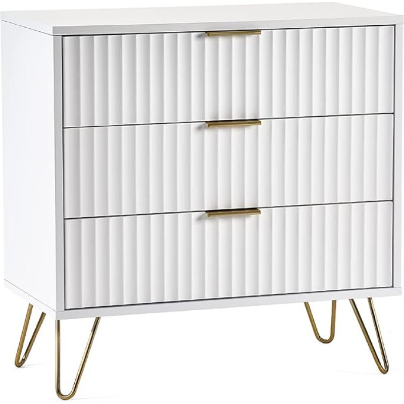 Julian Bowen Murano Chest of Drawers with 3 Drawers, Matt White, One Size