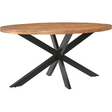 Maison ESTO Rocky Oval Dining Table Mango Wood Light Brown Metal Dining Room Table Dinner Table (160 x 90 cm)