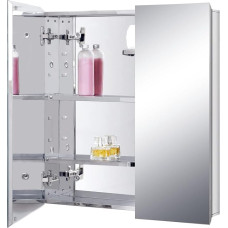 Fundin Bathroom Wall Cabinet with Half Cut Shelves, 60 x 65 Stainless Steel Storage Cabinet, Bathroom Mirror Cabinet