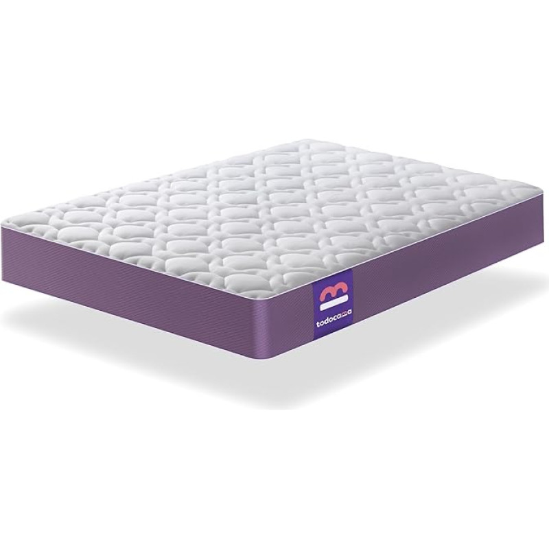 Todocama Airsoft Memory Foam Mattress with Breathable Aloe Vera Fabric, Height ± 21 cm, Anti-Dust Mite and Bacteria Treatment, 90 x 190 cm