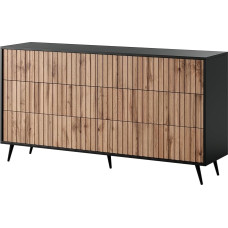 Selsey Belllo Chest of Drawers 154 cm with 6 Drawers Wotan Oak Black Legs