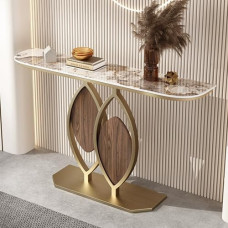 Konsolen-Sofatisch mit blattförmigem Metallsockel, moderner Akzenttisch mit Stauraum für Flur, Eingangsbereich, Wohnzimmer, Schlafzimmer, Büro