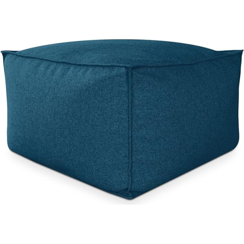 Deshome - Pouf Stool 80 x 80 x 50 cm with Removable Cushion for Indoor and Outdoor Use: Seat Pouf Design for Sofa, Living Room, Bedroom, Light Pouf Blue