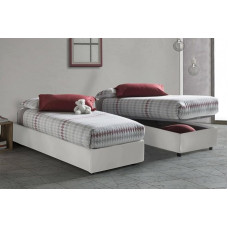 Talamo Italia - Alessandra Single Bed in Faux Leather - 100% Made in Italy - Front Opening + Mattress 90 x 190 cm - White