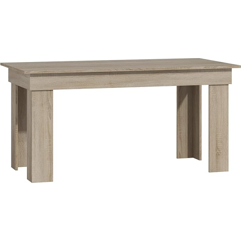 ADGO Madras Dining Table 160 x 80 x 75 cm, Rectangular Table with 4 Legs for Family, Dining Room Table, Family Table, Kitchen Table for 4 People, Coffee Table, Living Room, Dining Room, Kitchen