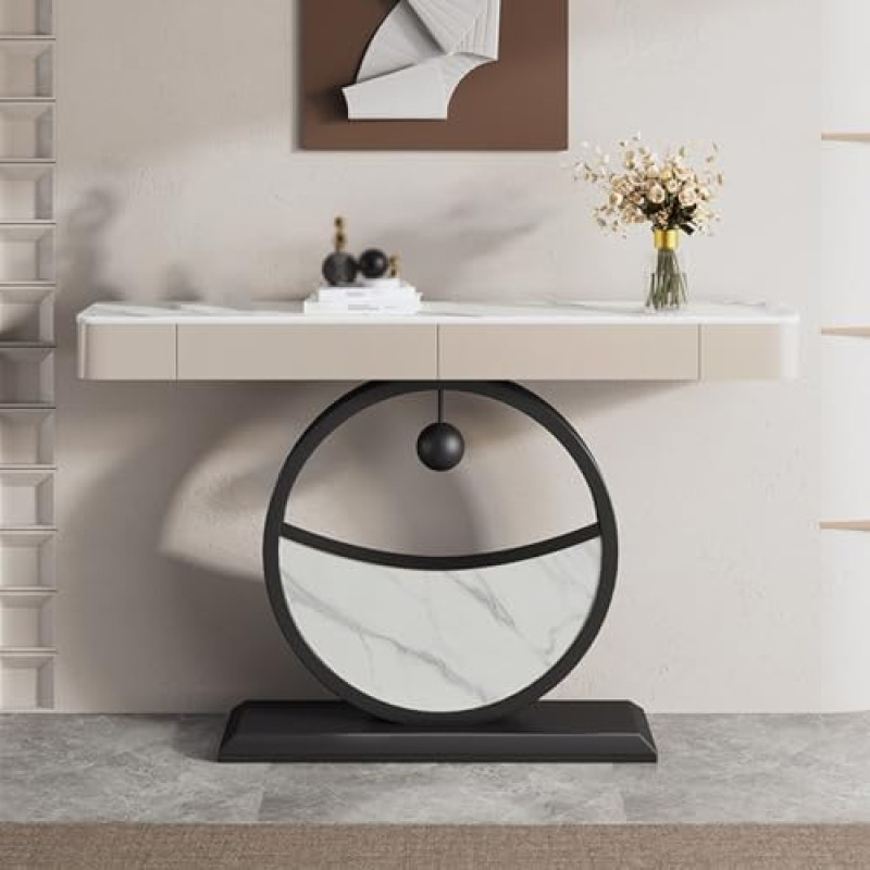 Modern Entrance Area Console Sofa Table with Shelves Decorative Hallway Table for Living Room Hallway Foyer