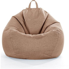 AMGJ Beanbag Cover without Filling, Linen Bean Bag Cover for Children and Adults, Light Brown, 100 x 120 cm