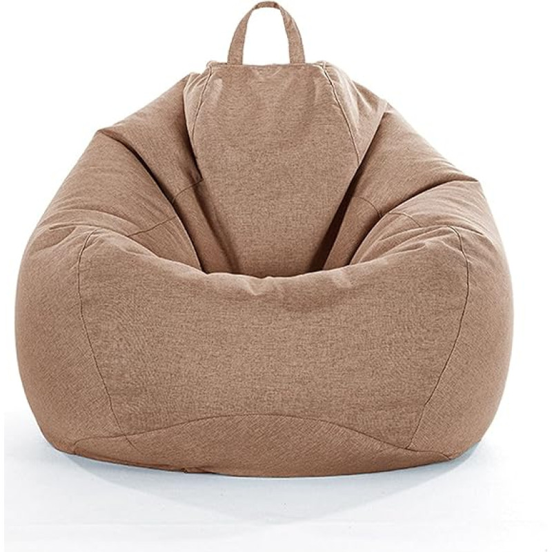 AMGJ Beanbag Cover without Filling, Linen Bean Bag Cover for Children and Adults, Light Brown, 100 x 120 cm