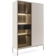 Emporius Haller Display Cabinet 100 cm Glass Display Cabinet Standing Highboard Display Cabinet Glass Display Cabinet Beige with LED and Slats 166 cm High