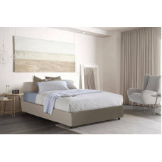 Talamo Italia - White Faux Leather Upholstered Bed - 100% Made in Italy - Side Opening - Fits Mattress 120 x 190 cm - Dove Grey