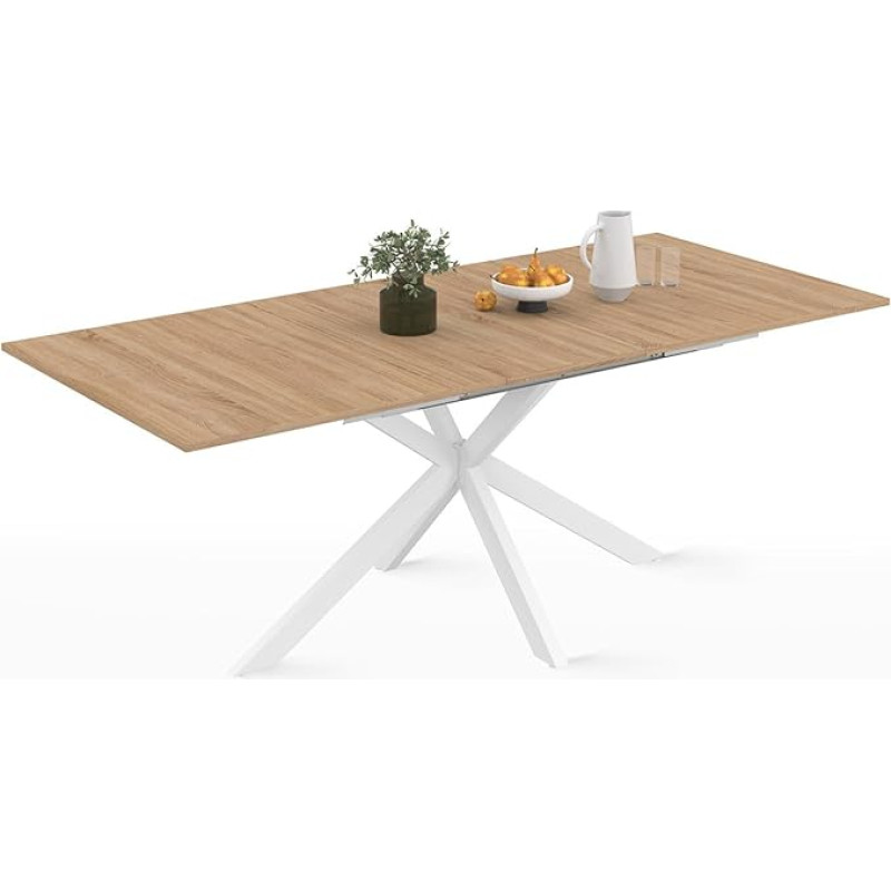 IDMarket Alix Extendable Rectangular Dining Table for 6-10 People Wood and White 160-200cm