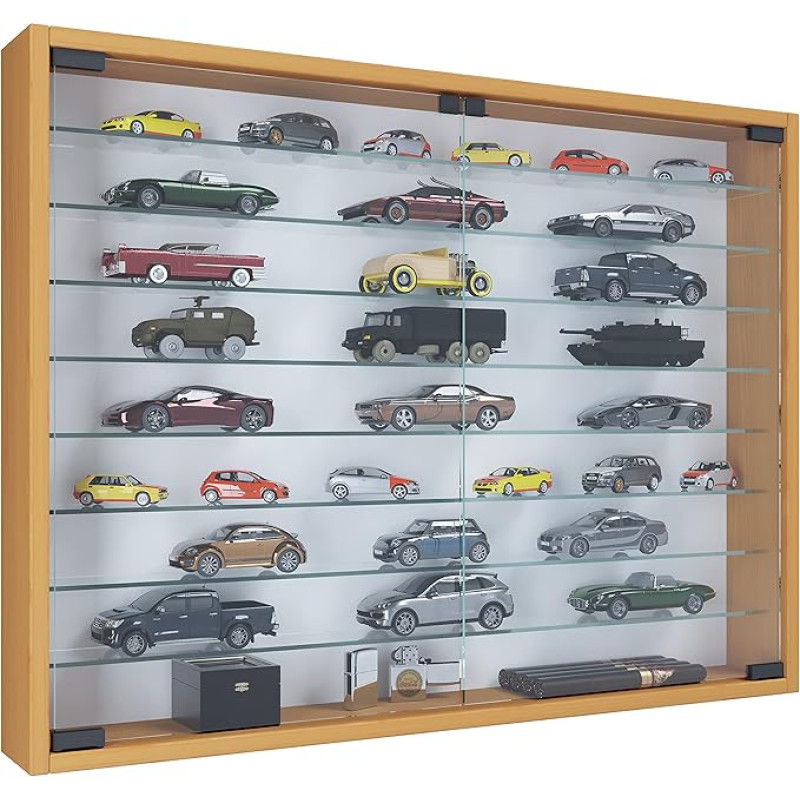 VCM Mandosa XXL Hanging Glass Display Cabinet with Tempered Safety Glass Dimensions H 60 x W 80 x D 10 cm Modern and Space-Saving Glass Display Cabinet