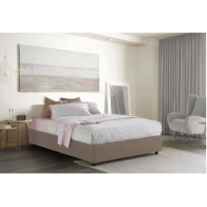 Talamo Italia Silvia Sommier Double Bed with Container, Made in Italy, Fabric Cover, Front Opening and Mattress 160 x 200 cm, Taupe