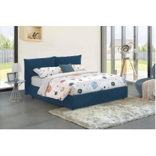 Talamo Italia - Gabriella Double Bed with Fabric Cover, 100% Made in Italy, Front Opening, Suitable for Mattress 160 x 200 cm, Blue