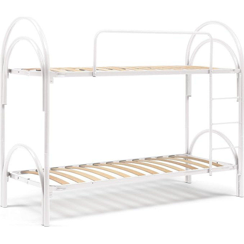 Talamo Italia - Aura Single Bunk Bed with Iron Structure and Headboard, Suitable for Mattress Cm 80 x 190 cm, 100% Made in Italy, White