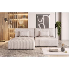 MODULO Sofa with Sleep Function, Corner Sofa for 3 People, Comfortable Sofa Bed, L-Shape, Modern Couch, 210 x 152 x 80 cm, Cream