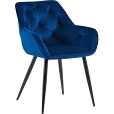 CLP Cassis Dining Room Chair Velvet Cover I Quilted Upholstered Chair with Backrest I Sturdy Kitchen Chair with Floor Protectors Colour: Blue Material: Velvet