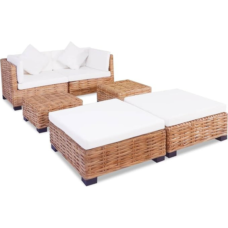 SECOLI Rattan Lounge Seating Set, 16-Piece Polyrattan Garden Furniture Set, Natural Rattan Sofa Set, Dining Set, Sofa Set with Cushions
