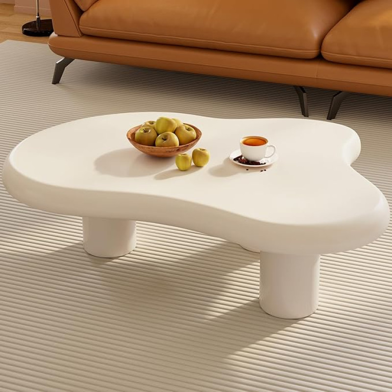 Guyii Modern Cloud Coffee Table - Cream Coffee Table with Rounded Corners, Sturdy Living Room Table & Side Table for Sofa - Table Only