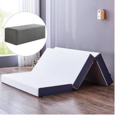 Inofia Single Folding Mattress with Storage Bag, 15cm Memory Foam, Folding Mattress, Guest Folding Mattress with Washable Cover, Double-Sided, Soft and Hard Available (Single (90 x