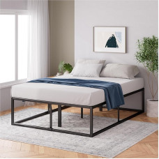 Zinus Trisha 7 Inch Heavy Duty Low Profile Platform Bed Frame, Metal Wood, Black, 150 x 190 cm
