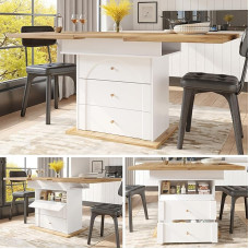 Extendable Dining Table (110140 × 80 cm) Space Saving Folding Kitchen Table for 46 People Minimalist Design Perfect for Kitchen and Living Room White Finish