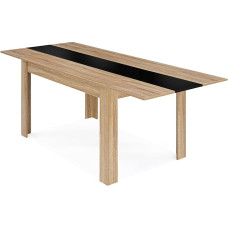 IDMarket - Georgia Extendable Rectangular Dining Table for 6-10 Seater Beech and Black 140-220 x 90 cm