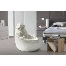 Talamo Italia - Annachiara Pouf, Bean Bag Pouf, Made of Eco Leather, 100% Made in Italy, 70 x 70 x 110 cm, White
