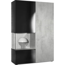 Vladon Morena Chest of Drawers Tall Cabinet, Made in Germany, Body in Matte Black / Right Door and Insert in Concrete Oxide Look