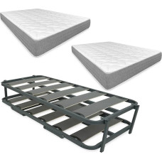 DUÉRMETE ONLINE Full Bed with 2 Viscotec Mattresses (Face for Winter/Summer) + Reinforced Nesting Bed, Alloy Steel, Grey, 90 x 190 cm
