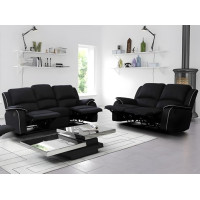 Vente-unique - Relax 3+2 Couch Set Microfibre Black - Hernani
