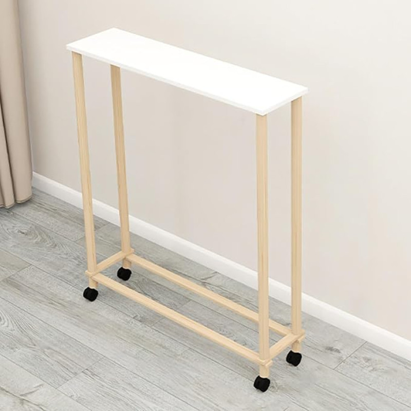 YHWKGZ Console Table, Single-Layer Console Table, 360 Degree Swivel Universal Wheels, Narrow Hallway Table Next to the Sofa, Suitable for Hallway and Living Room (31.4 x 43.8/80 x 111.5 cm)