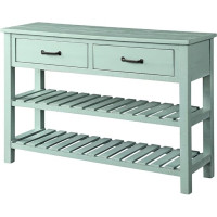 CNBYDK Console Table, Modern Console Sofa Table, Long Wall Table, 2 Drawers and 3 Tier Shelf with Handle, for Living Room, Entryway, Hallway, 45 x 14.9 x 30.7