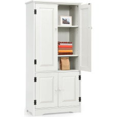 KOMFOTTEU Tall Cabinet with Double Door and Shelves, Multi-Purpose Cabinet Standing Cabinet with Adjustable Shelves, Side Cabinet, Buffet Cabinet for Bathroom, Living Room, Hallway, 58.5 x 32 x 123 cm