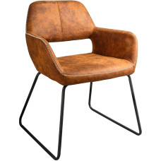 Riess Ambiente Mustang Designer Dining Room Chair with Armrests Antique Brown Microfibre