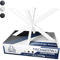 CM Furniture Spider Table Frame, Powder-Coated Steel, Table Legs for Dining Table, Coffee Table, Table Runners, Table Feet, Metal Furniture Feet, H 72 x W 70 x L 120 cm, White