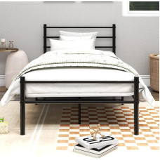 Diahomy Single Bed Frame 3ft Metal Platform Bed Frame with Headboard and Footboard Heavy Duty Mattress Foundation Underbed Storage for Adults Kids Teens Black