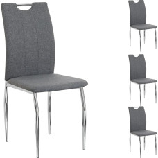 IDIMEX Apollo Dining Room Chairs, Upholstered Chairs, Kitchen Chairs, Dining Set, Set of 4, with Fabric Cover in Grey